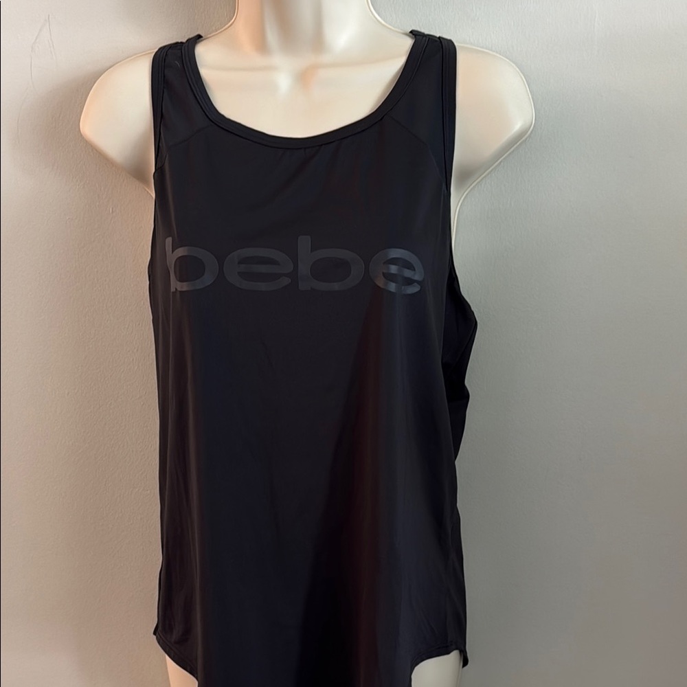 bebe Black Logo Tank Top - Chic Leisurewear Casual Athletic Women's Small